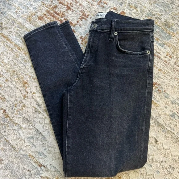 AGOLDE Sophie High Rise Distressed Black Skinny Jeans - Picture 6 of 14